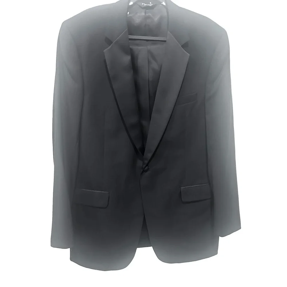 Jos A Bank Black Worsted Wool Tuxedo Jacket Size 44 Xlong Formal Wedding Prom